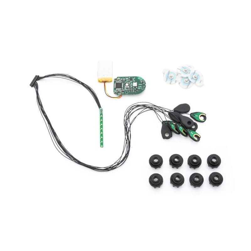 Unicorn Naked BCI: circuit board, leads and hybrid electrodes
