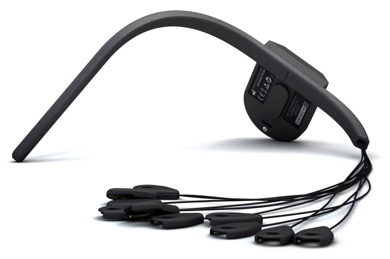 Unicorn Hybrid Black with its electrode leads, from behind
