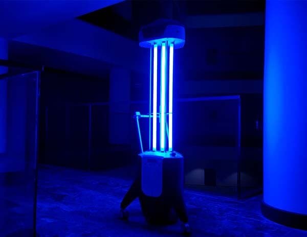 The C-Bot UV-C disinfection robot at work